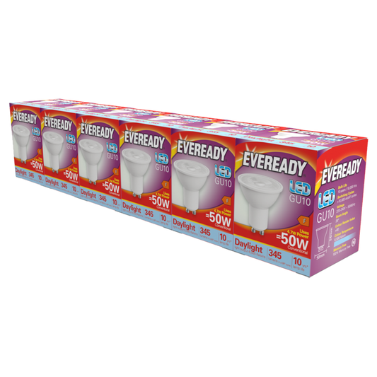 Eveready LED GU10 Pack 6 3000k/345lm