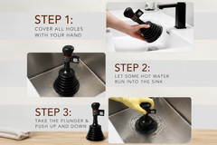 SupaHome Rubber Sink Plunger Small Drain Unblocker Bathroom Kitchen Clog Remover