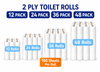 Classic Toilet Rolls 2 Ply Quilted Tissue Bulk Luxury Soft Strong Paper