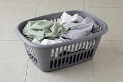 TML Rectangular Laundry Basket Large Silver Handles Washing Bin Hamper Storage