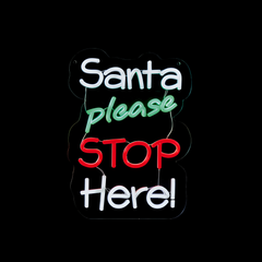 Premier Santa Please Stop Here LED Neon Sign 35cm Christmas Hanging Décor