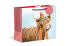 Giftmaker Highland Cow Christmas Gift Bag Square Xmas Present Woven Bag