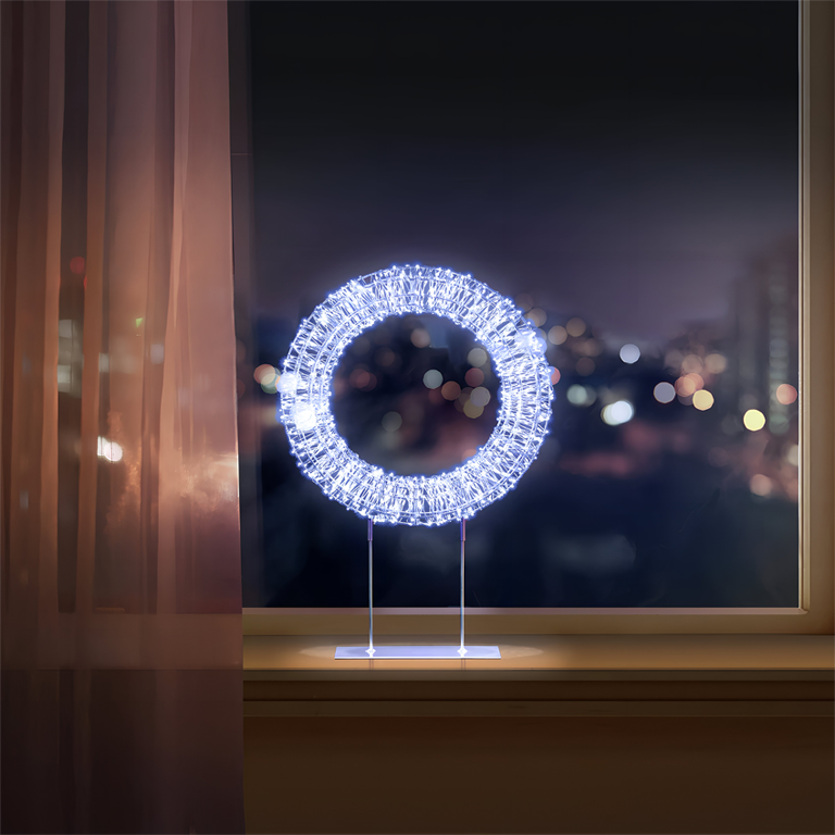 Premier Silver Table Top Wreath 720 LEDs 45cm Christmas Holiday Décor Decoration