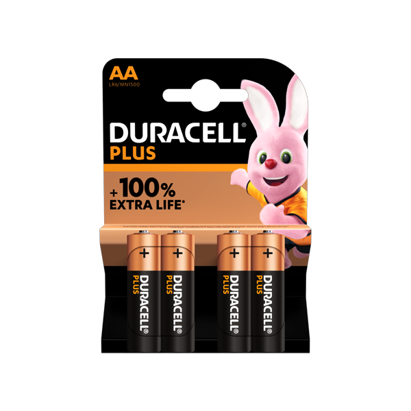 Duracell Plus Power Batteries AA Pack 4