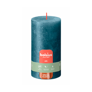 Bolsius Rustic Pillar Candle Shimmer Blue 130mm x 68mm
