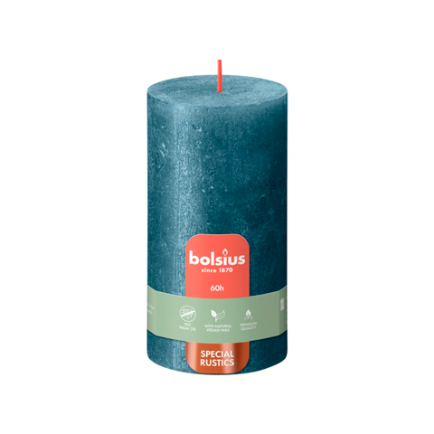 Bolsius Rustic Pillar Candle Shimmer Blue 130mm x 68mm
