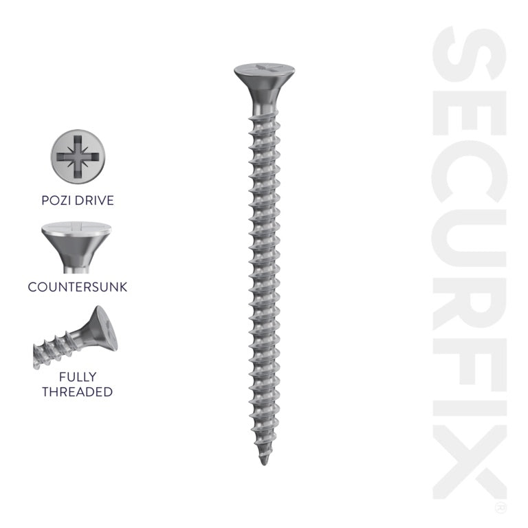 Securfix A2 Stainless Steel Multi-Purpose Screws 8 x 1"-4.0 x 25mm | Pack of 200