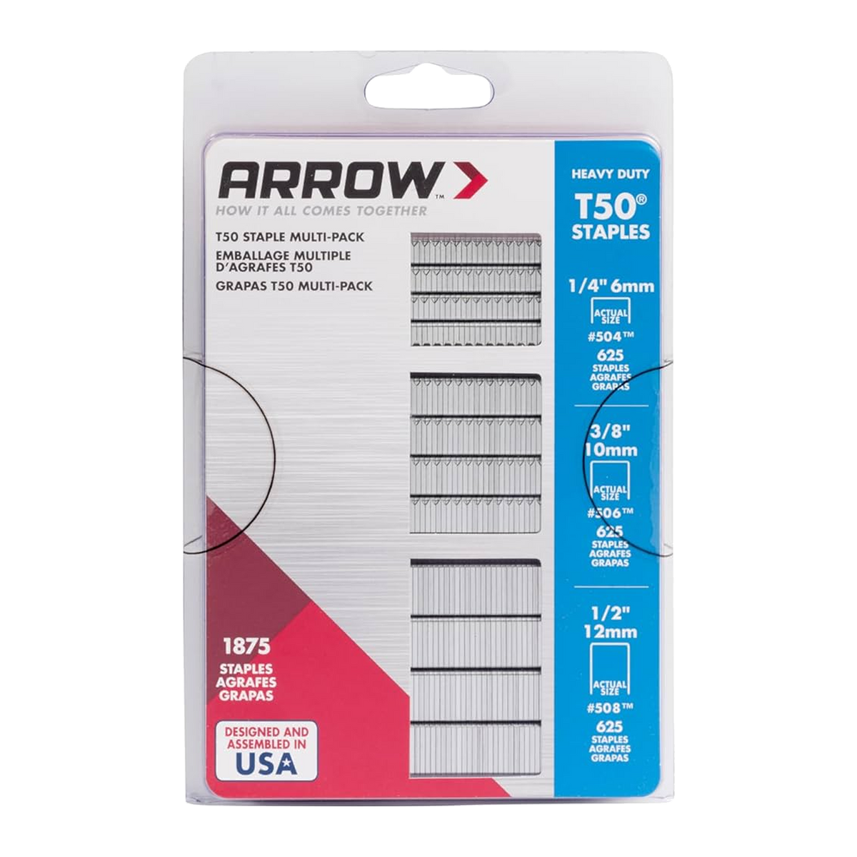 Arrow T50 Staple Multi Pack 6/10/12mm Pack 1875
