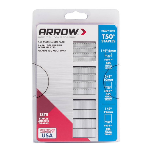 Arrow T50 Staple Multi Pack 6/10/12mm Pack 1875