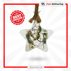 Lumineo Micro LED Star 20cm 40 LEDs Glass Pinegreen Jute Rope Christmas Decor