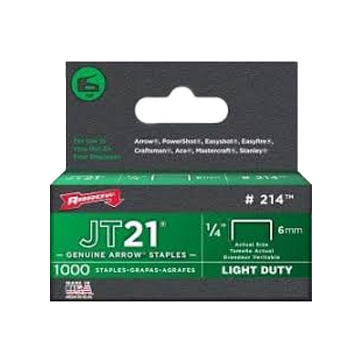 Arrow JT21/T27 Staples 6mm 1/4in (1000)