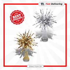 Premier 24cm Spiky Sequin Christmas Tree Topper Gold & Silver Xmas Decoration