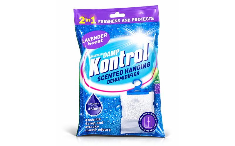 Kontrol Hanging Dehumidifier Lavender & Linen Scent Absorbs Damp Mould Wardrobes