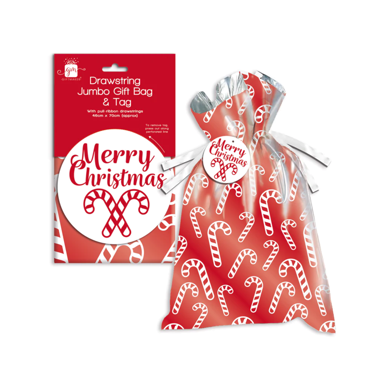 Ig Design Drawstring Jumbo Gift Bag & Tags 46 x 70cm approx
