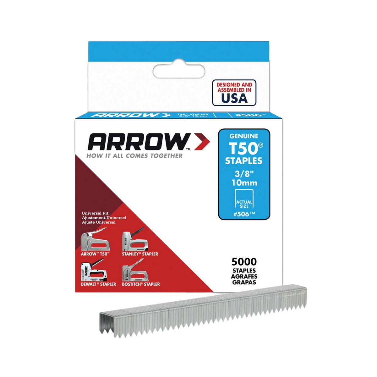Arrow T50 Staples 10mm 3/8" Box 5000