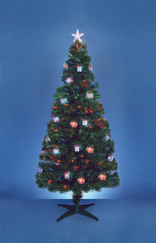 Premier Fibre Optic Tree with Colour Changing Parcels 1.5m
