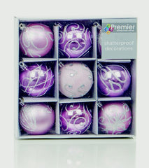 Premier 60mm  Decorated Balls Pack 9 Champagne Gold