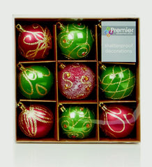 Premier 60mm  Decorated Balls Pack 9 Champagne Gold