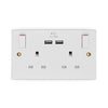 Securlec 2 Gang Switched Socket Double Pole With USB A + C Round Edge