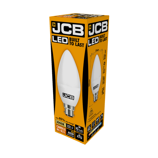 JCB LED Candle 470lm Opal 6w B22 2700k