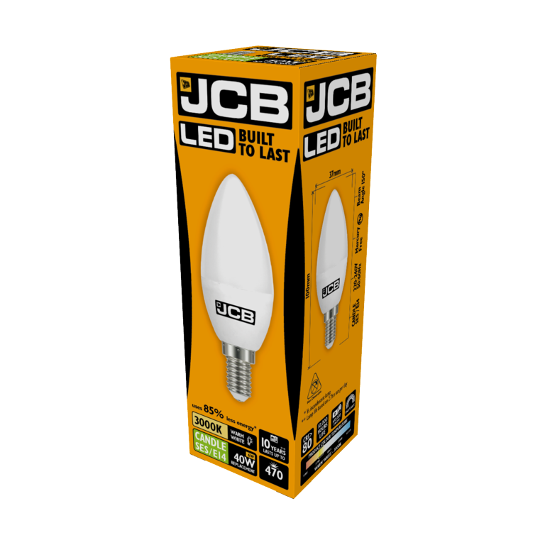 JCB LED Candle 470lm Opal 6w E14 3000k