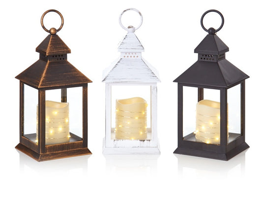 Premier Flicker Candle Lantern With Warm White & Cool White LED 24cm