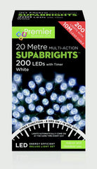 Premier 200 LED Multi Action Supabrights With Timer White/Green Cable