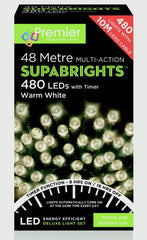 Premier 480 LED Multi Action Supabrights With Timer Warm White/Green Cable