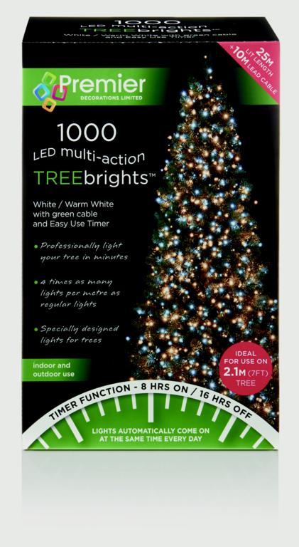 Premier 2000 LED Multi Action Treebrights With Timer White/Warm White