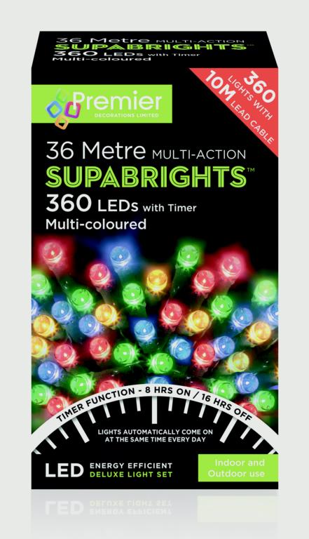 Premier 360 LED Multi Action Supabrights With Timer Multi/Green Cable