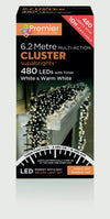 Premier 480 LED Multi Action Cluster Brights With Timer White / Warm White/ Clear Cable