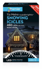 Premier Snowing Icicles With Timer Warm White 480 LED