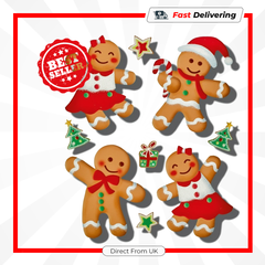 Premier Glitter Gingerbread Window Sticker 35cm Christmas Decoration