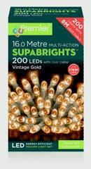 Premier 200 LED Multi Action Supabrights With Timer Vintage Gold/Clear Cable