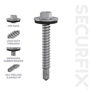 Securfix Self Drilling Roofing Screws 6.3 x 22mm | Pack of 100 Screws