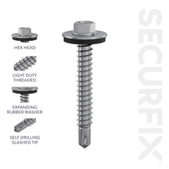 Securfix Self Drilling Roofing Screws 6.3 x 22mm | Pack of 100 Screws