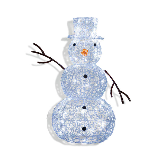 Premier Acrylic Snowman 90cm with 80 White LEDs Christmas Outdoor Decoration