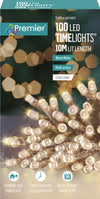 Premier 100 LED Multi Action Battery Operated TIMELIGHTS™ Warm White/Clear Cable
