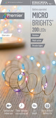Premier Multi Action Battery Operated Microbrights 200 LED Rainbow