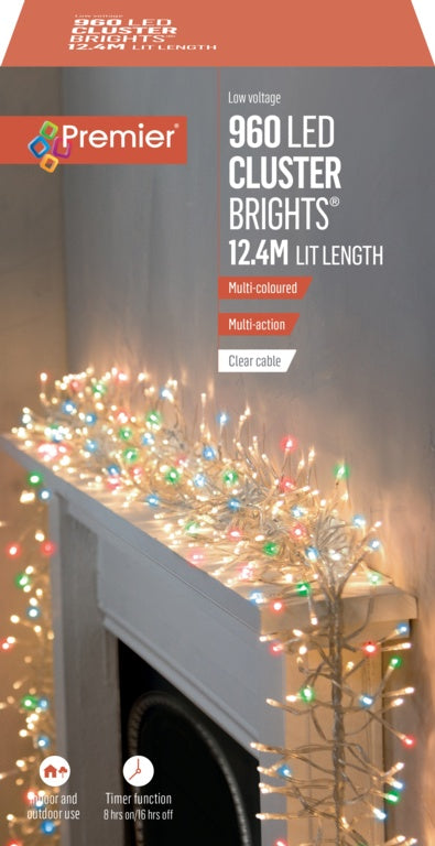 Premier 960 LED Multi Action Cluster Brights With Timer Multi/Clear
