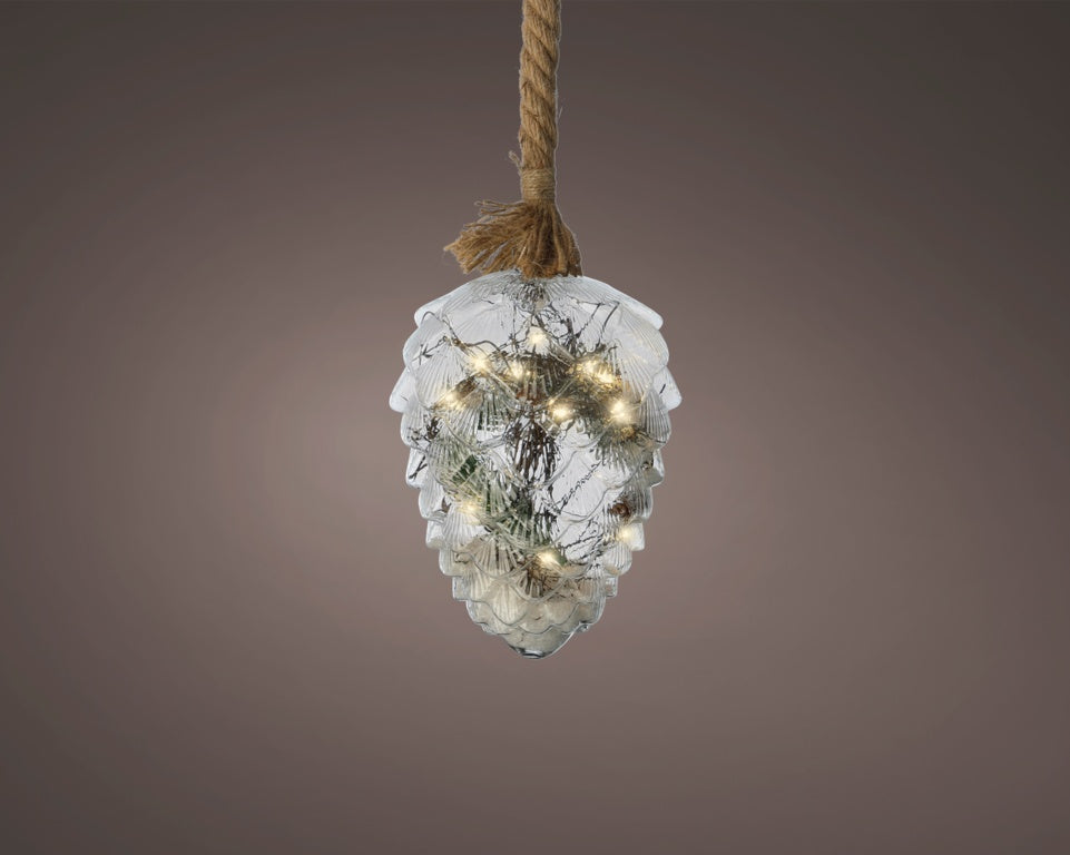 Lumineo Micro Led Pinecone Silver/Warm White 21L