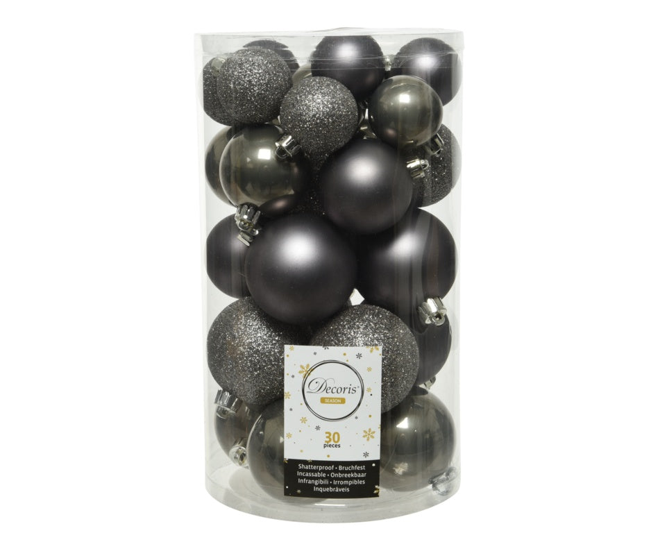Kaemingk Shatterproof Baubles 6cm Warm Grey