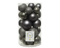 Kaemingk Shatterproof Baubles 6cm Warm Grey