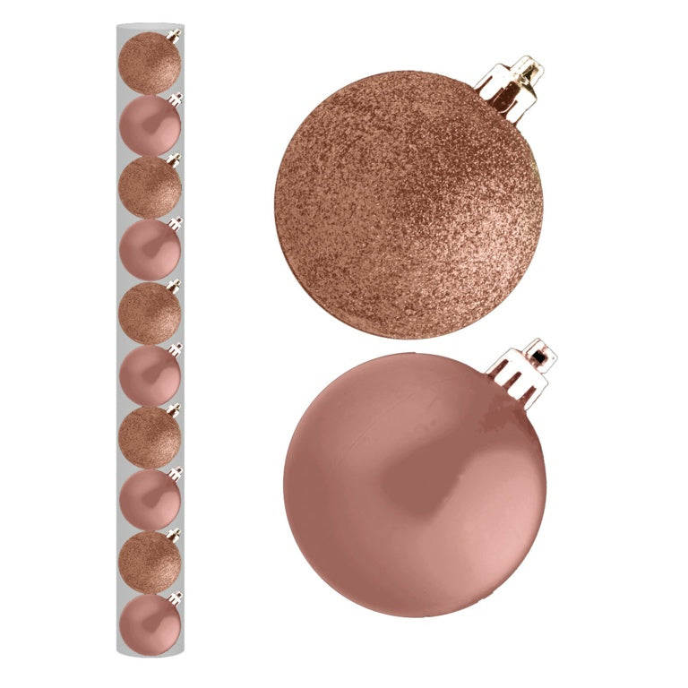 Davies Products Baubles Pack 10 6cm Rose Gold
