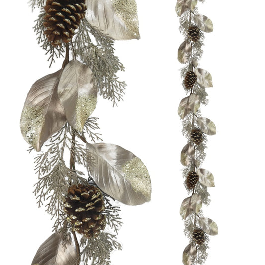 Davies Products Luxury Gold Leaf & Cone Garland 150cm