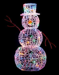 Premier Multi Action Lit Snowman 90cm 80 Multi Coloured LEDs