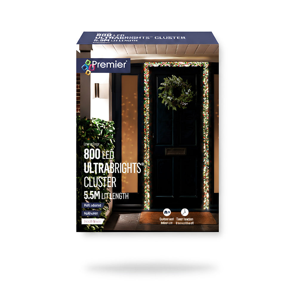 Premier 800 LED Rose Gold Ultra Bright Cluster Christmas Lights 5.5 Metre