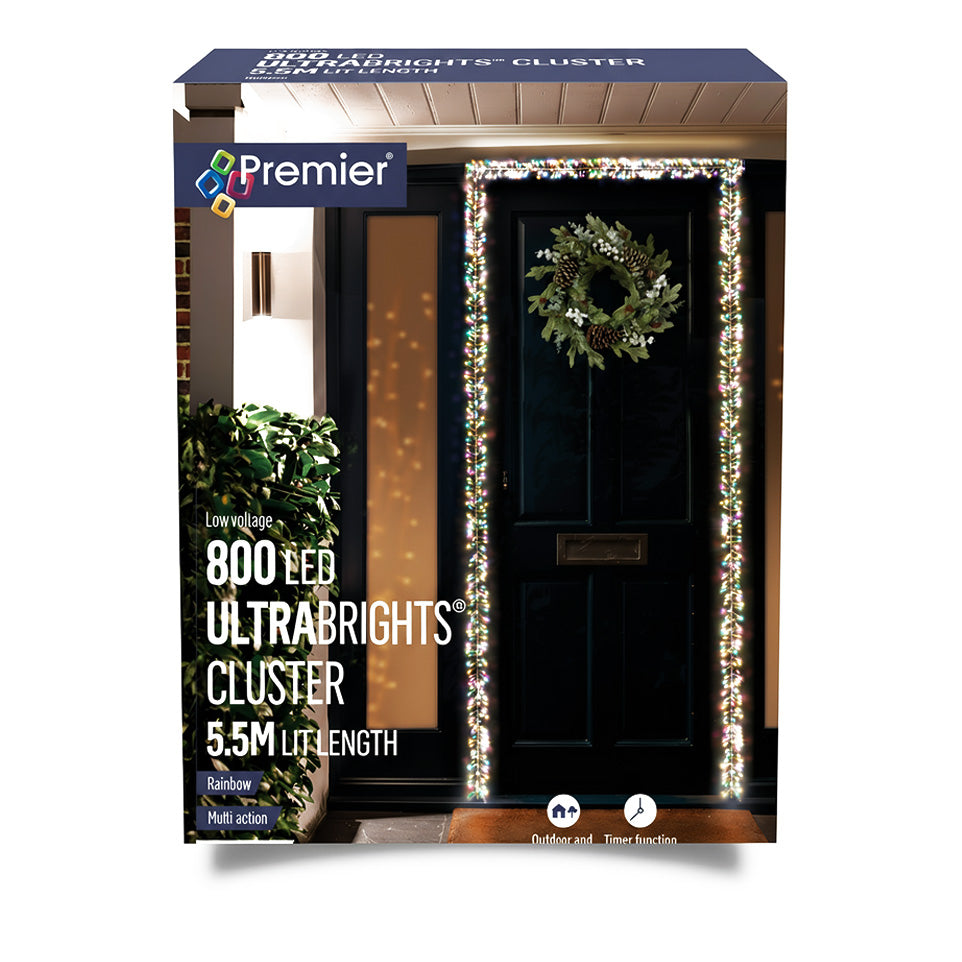 Premier 800 LED Rose Gold Ultra Bright Cluster Rainbow Christmas Lights 5.5m