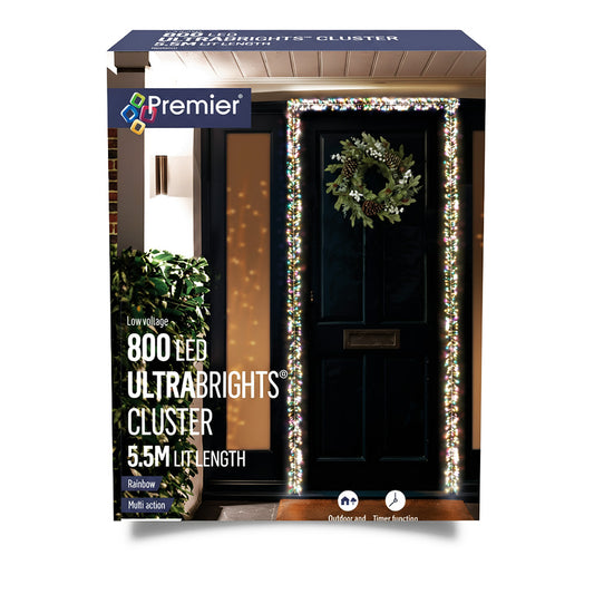 Premier 800 LED Rose Gold Ultra Bright Cluster Rainbow Christmas Lights 5.5m