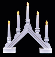 Premier 5 Light White Wood Candlebridge 32cm